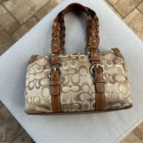 Coach Signature Brown and Tan Handbag - Picture 2 of 9